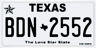 TX license plate BDN2552
