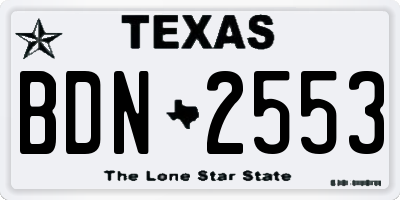 TX license plate BDN2553