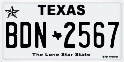 TX license plate BDN2567