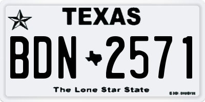 TX license plate BDN2571
