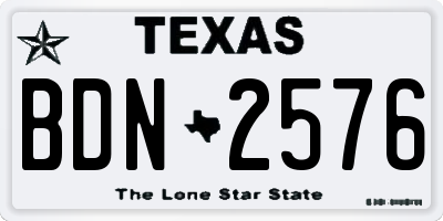 TX license plate BDN2576