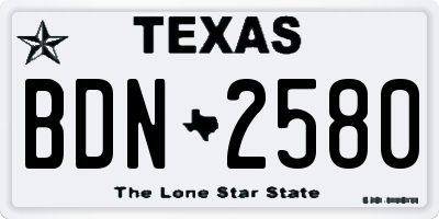 TX license plate BDN2580