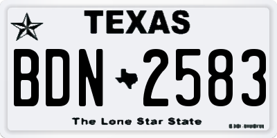 TX license plate BDN2583