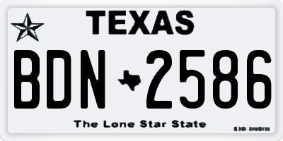 TX license plate BDN2586