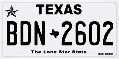TX license plate BDN2602
