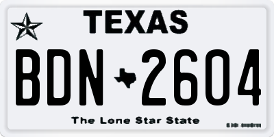 TX license plate BDN2604