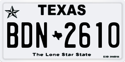 TX license plate BDN2610