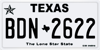 TX license plate BDN2622