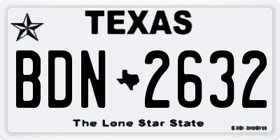 TX license plate BDN2632