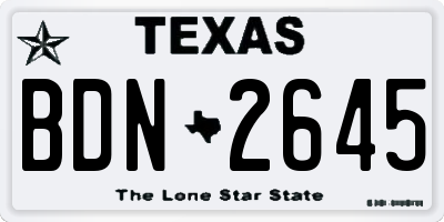 TX license plate BDN2645