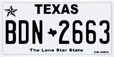 TX license plate BDN2663