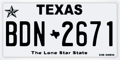 TX license plate BDN2671