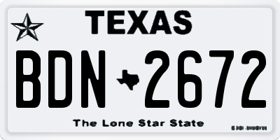 TX license plate BDN2672