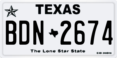 TX license plate BDN2674