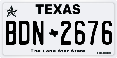 TX license plate BDN2676