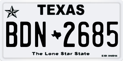 TX license plate BDN2685