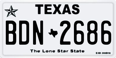 TX license plate BDN2686