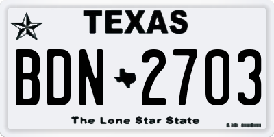 TX license plate BDN2703