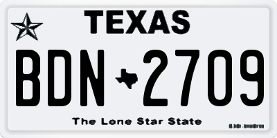 TX license plate BDN2709