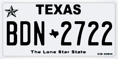 TX license plate BDN2722