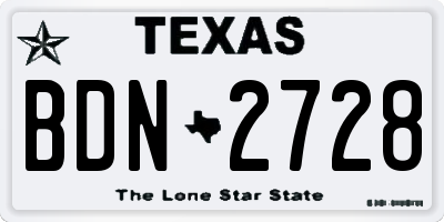 TX license plate BDN2728