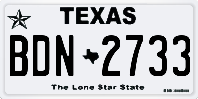 TX license plate BDN2733
