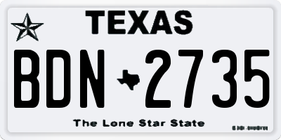 TX license plate BDN2735