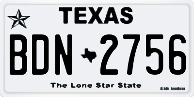 TX license plate BDN2756