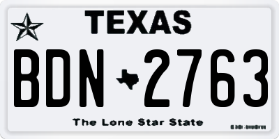 TX license plate BDN2763