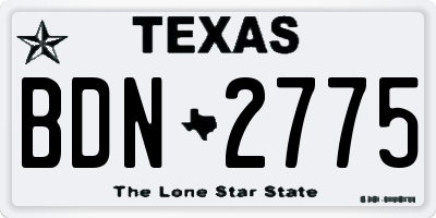 TX license plate BDN2775