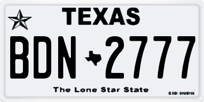 TX license plate BDN2777