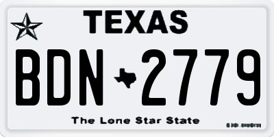 TX license plate BDN2779