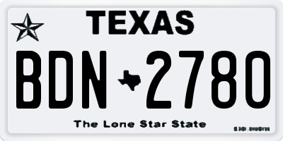 TX license plate BDN2780
