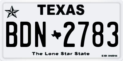 TX license plate BDN2783