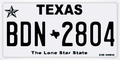TX license plate BDN2804