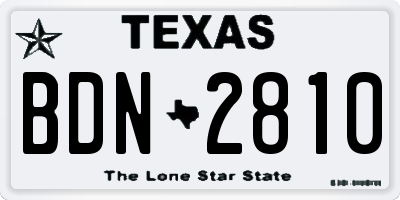 TX license plate BDN2810