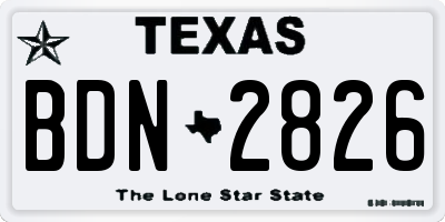TX license plate BDN2826