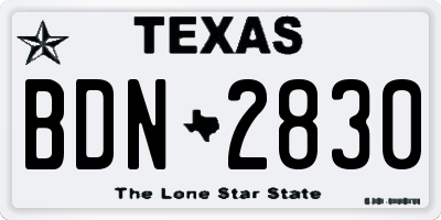 TX license plate BDN2830