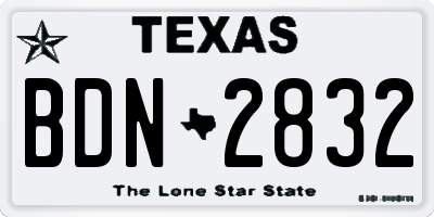 TX license plate BDN2832