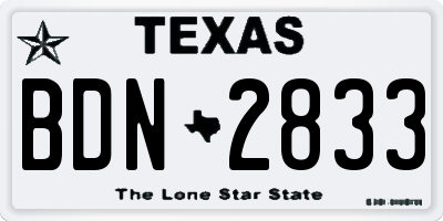 TX license plate BDN2833