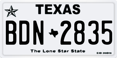 TX license plate BDN2835