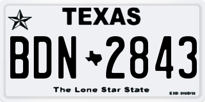 TX license plate BDN2843