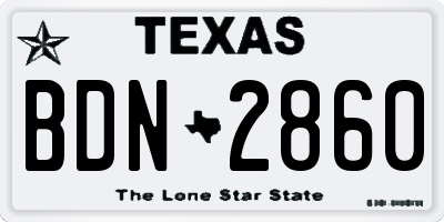 TX license plate BDN2860
