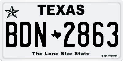 TX license plate BDN2863