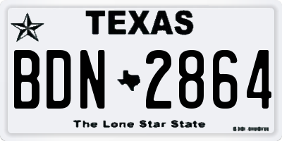 TX license plate BDN2864