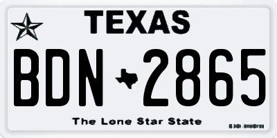 TX license plate BDN2865