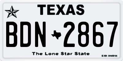 TX license plate BDN2867
