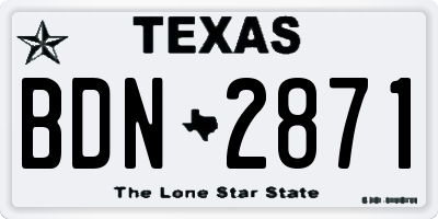 TX license plate BDN2871