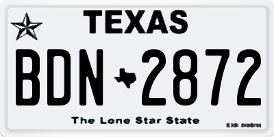 TX license plate BDN2872