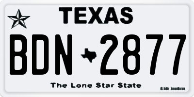 TX license plate BDN2877